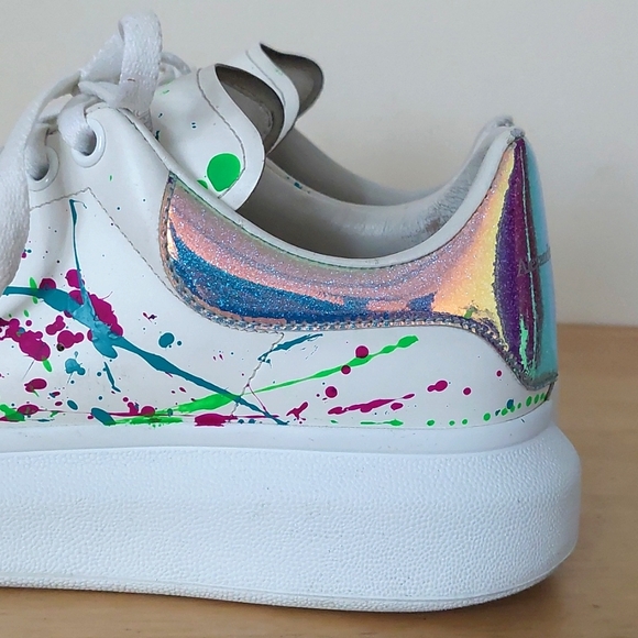 Alexander Mcqueen Abstract Colorful Painted White Leather Sneaker - Picture 10 of 16